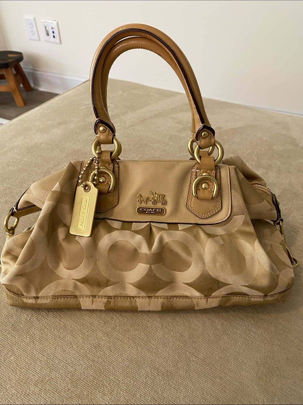 Coach Signature Canvas Satchel in Tan